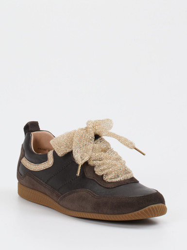 Paul Green – Sneaker aus Velour- und Glattleder braun