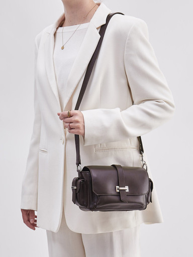 Hogan – Schultertasche aus Kalbleder in Dunkelbraun