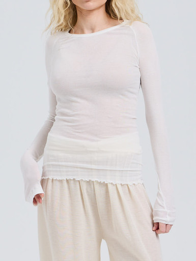 Seamless Basic – Langarmshirt aus Baumwolle Offwhite