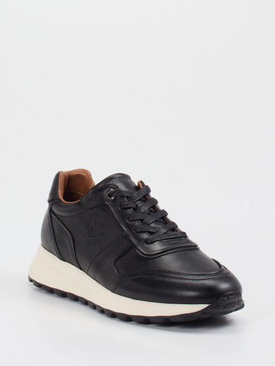 La Martina – Ledersneaker aus Kalbleder Schwarz