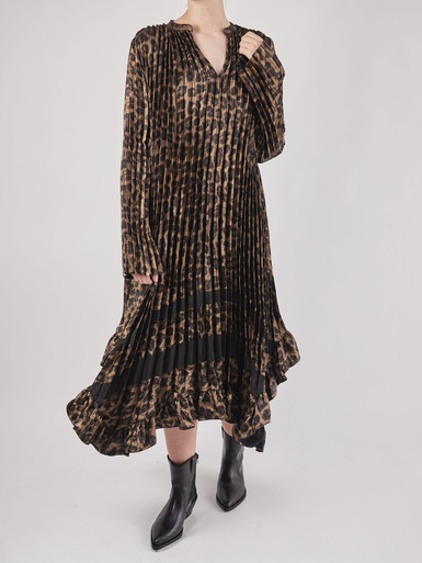 Yippie Hippie – Plisseekleid aus Textil in Braun