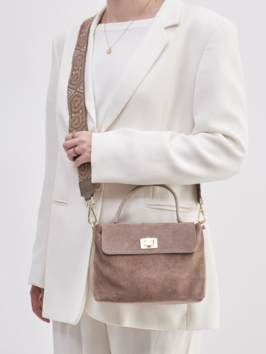 Marlon Firenze – Top Handle Bag aus Kalbleder Taupe