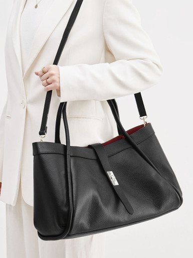 Marlon Firenze – Schultertasche aus Kalbleder Schwarz