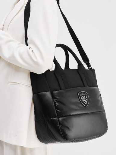 Blauer – Shopper aus Textil in Puffer-Optik Schwarz