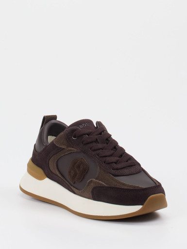 Boss – Sneaker aus Veloursleder dunkelbraun