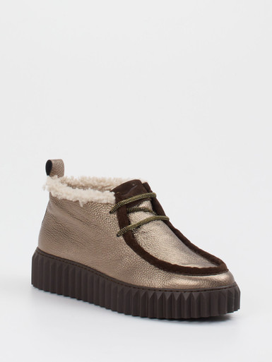 Voile Blanche – Schnürboots aus Metallic-Leder bronzebraun