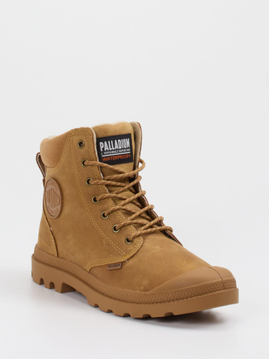 Palladium – Schnürboots aus Nubukleder honigbraun