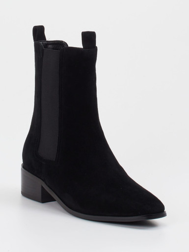 Di Lauro – Chelsea Boots aus Veloursleder schwarz
