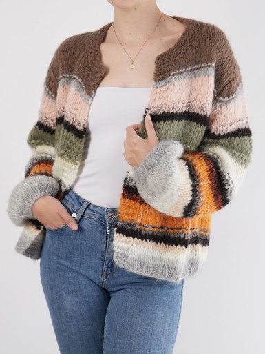 DawnxDare – Kurzjacke aus Textil mit Blockstreifen