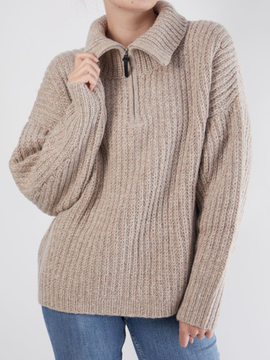 FLONA – Strickpullover aus Wollmischung beigebraun