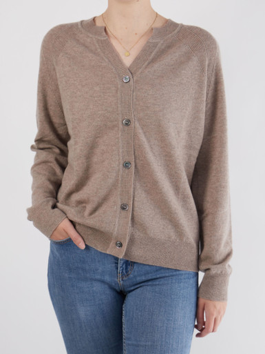 FLONA – Feinstrick-Cardigan aus Woll-Kaschmir-Mix braun