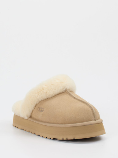UGG – Lammfell-Pantoffeln aus Veloursleder Beigebraun