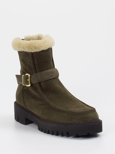 Truman's – Stiefeletten aus Veloursleder olivgrün