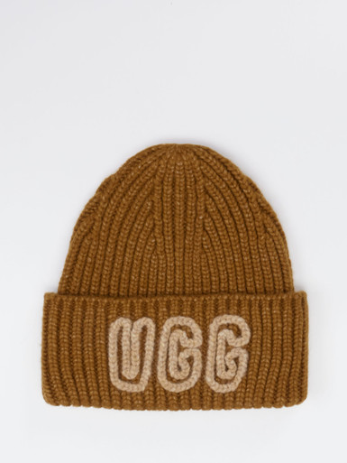 UGG – Strickmütze aus Textil in Cognacbraun