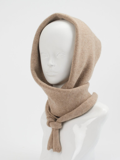 HURRAY – Kapuzenschal aus Kaschmir in Hellbraun