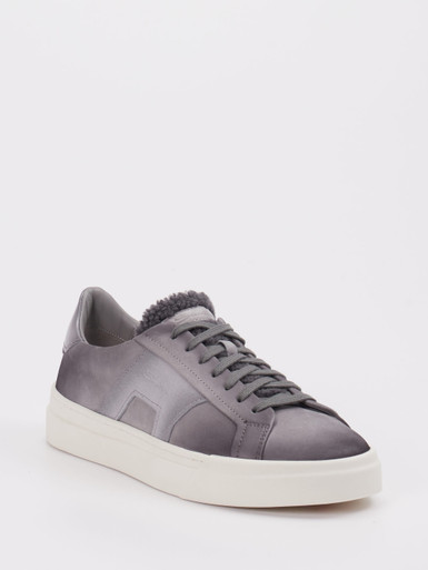 Santoni – Sneaker aus Leder in Schiefergrau