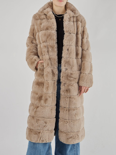 NotyZ – Kunstfellmantel aus Textil in Beigebraun