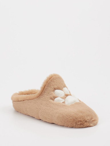 Thies – Pantoffeln aus Textil in Hellbraun