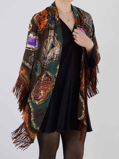 Katherina Loretta – Poncho aus Textil mit Kristallprint