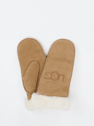 UGG – Fausthandschuhe aus Textil in Karamellbraun