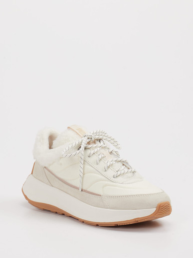 FitFlop – Winter-Sneaker aus Leder-Textil-Mix beige