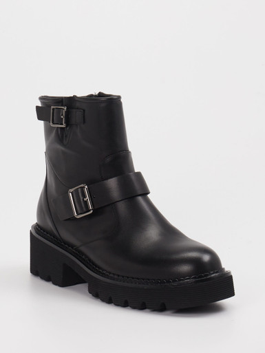 Di Lauro – Biker-Stiefelette aus Leder schwarz