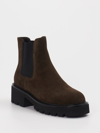 Di Lauro – Chelsea Boots aus Veloursleder Dunkelbraun