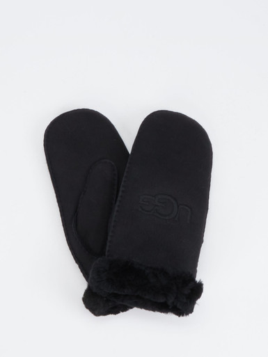 UGG – Fäustlinge aus Leder mit Fellfutter schwarz