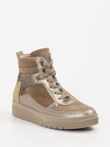 Waldläufer – Schnürboots aus Veloursleder taupe