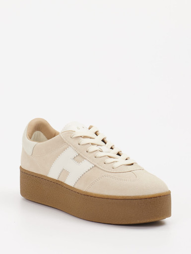 Hogan – Plateau-Sneaker aus Veloursleder Beige