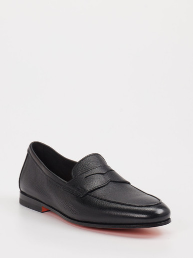 Santoni – Penny Loafer aus Kalbleder Schwarz
