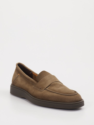Santoni – Slipper aus Veloursleder in Taupe