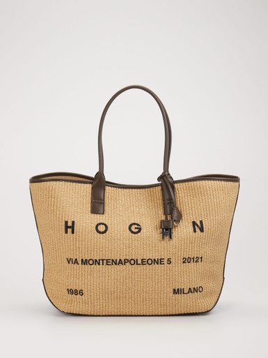 Hogan – Shopper aus geflochtenem Naturmaterial