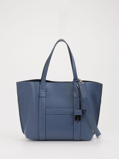 Hogan – Shopper Bag aus Leder in Stahlblau