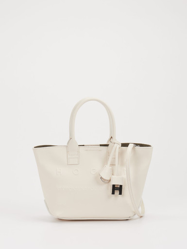 Hogan – Mini Tote Bag aus Kalbleder Cremeweiß