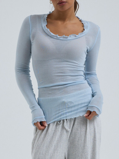 Seamless Basic – Langarmshirt aus Baumwolle Hellblau