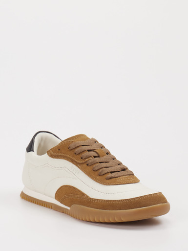 Boss – Sneaker aus Leder-Mix Offwhite Cognac
