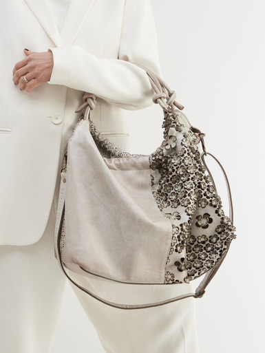 Alchimia – Hobo Bag aus Leder mit Floraldetails