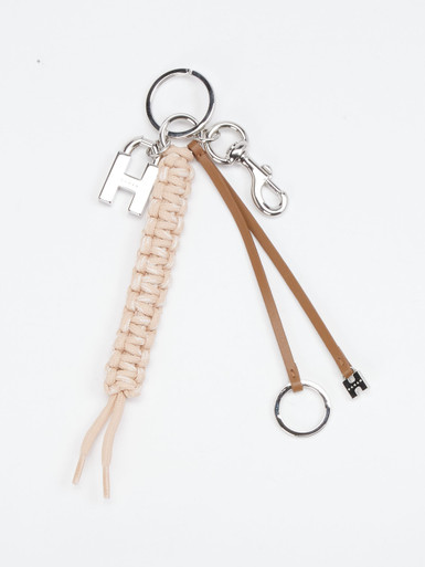 Hogan – Taschenanhänger aus Leder und Textil beige