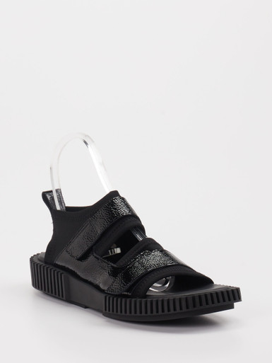 Arche – Klettsandale aus Lackleder Schwarz