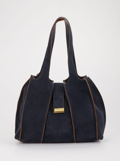 Konstantin Starke – Shopper aus Veloursleder Dunkelblau