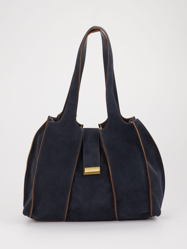 Konstantin Starke – Shopper aus Veloursleder Dunkelblau