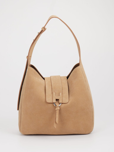 Hogan – Schultertasche aus Kalbleder sandfarben