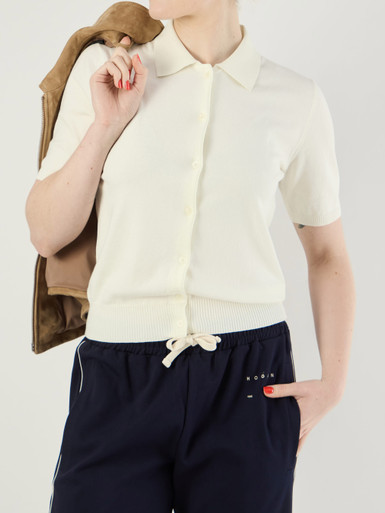 Hogan – Kurzarm-Cardigan aus Baumwolle cremeweiß