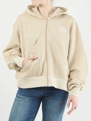 Yippie Hippie – Zip-Hoodie aus Baumwolle in Beige