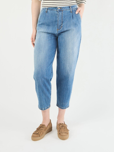 Blui – Jeanshose aus Textil in Cropped Fit