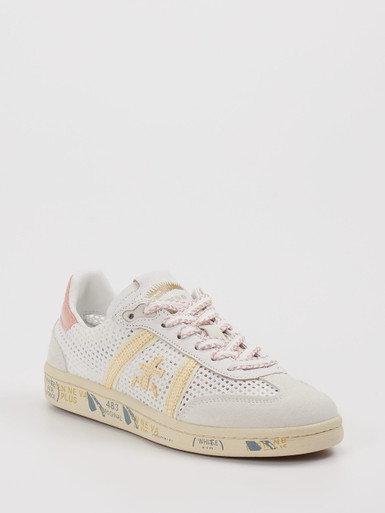 Premiata – Sneaker aus Veloursleder und Mesh Off-White