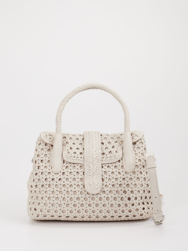 Allan K – Tophandle-Tasche aus Flechtleder cremeweiß