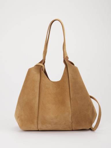 Konstantin Starke – Schultertasche aus Veloursleder beige