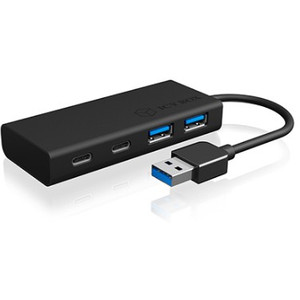 USB HUB 4Port ICY BOX 2xUSB3,0 2xUSB-C SuperSpeed passiv Black